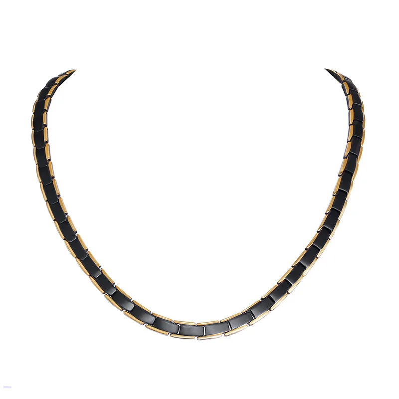 Black Gold 7mm Stainless Steel Health Magnetic Stone Link Chain Necklace Choker Mens Women Jewelry XMAS Gifts 20'