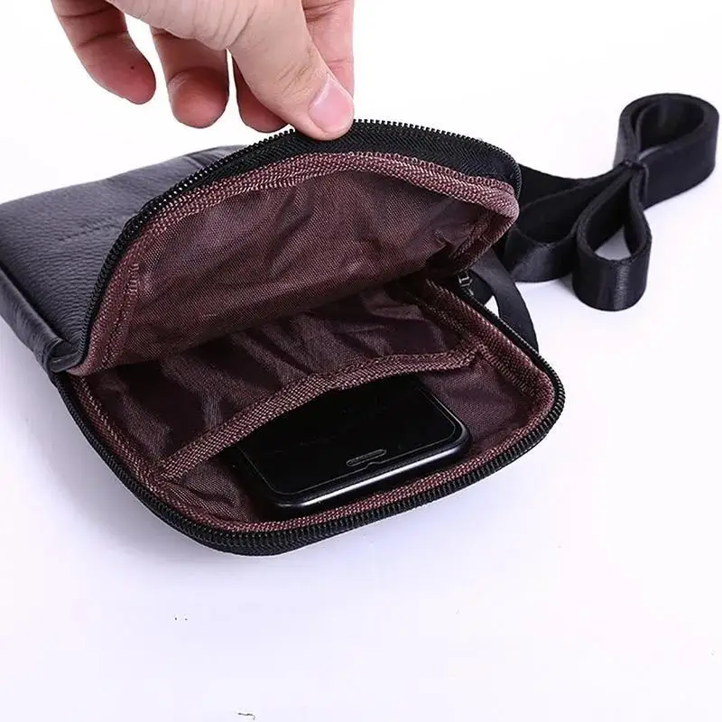 Simple Casual Crossbody Bag Men\'s  Shoulder Bag For Men Leather Messenger Phone Side Sling Bag Chest Pack