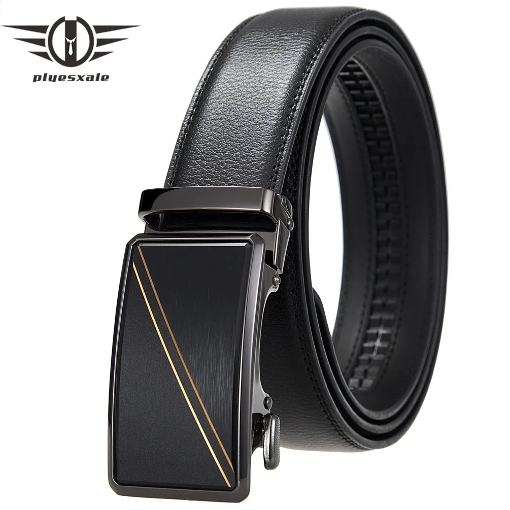 

Plyesxale 3.5cm Width Business Mens Belt Genuine Leather Alloy Automatic Buckle Luxury Formal Suit Pants Belt For Men 2024 B1266