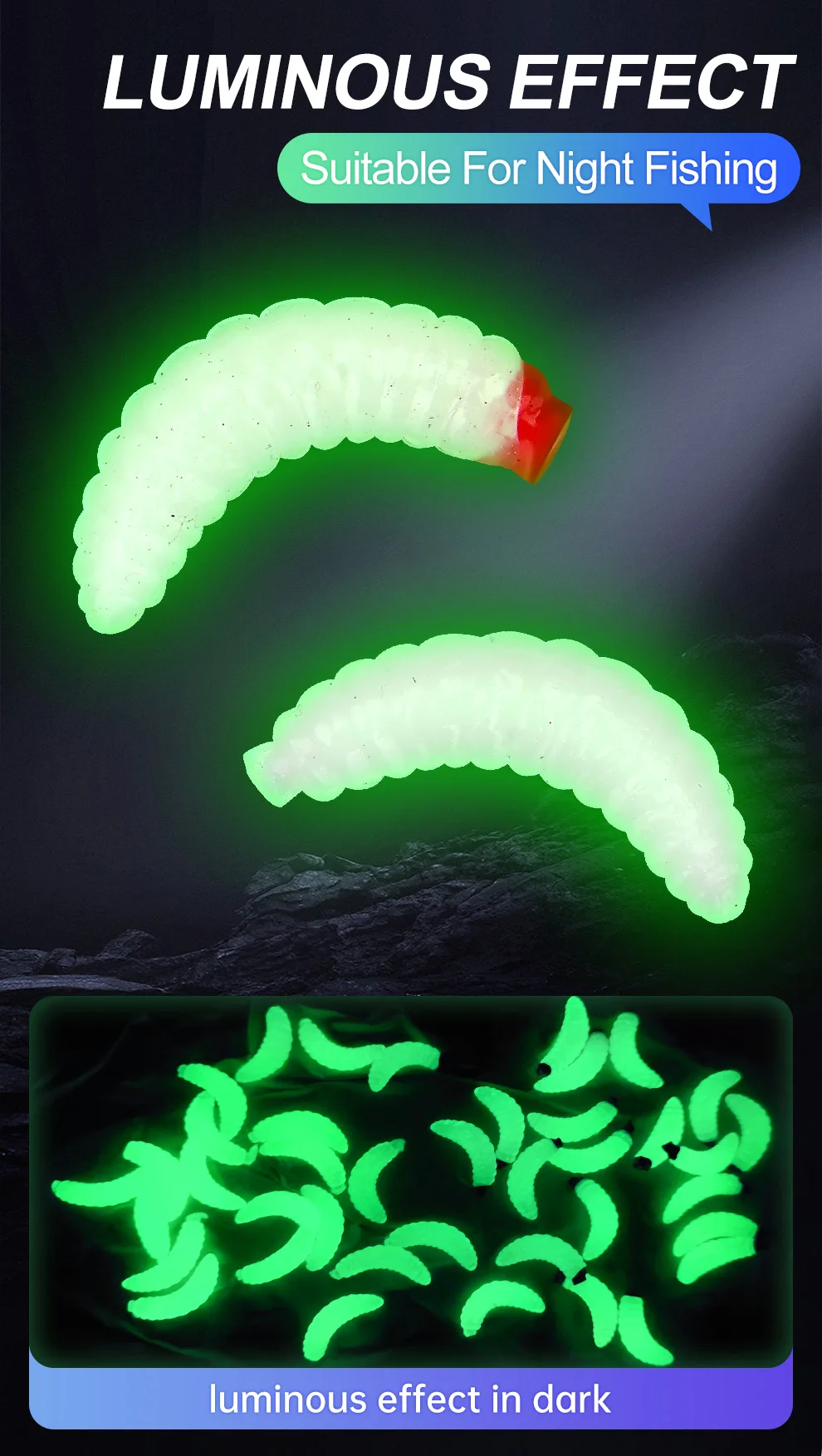 WEIHE 5 Farben Künstliche Weicher Köder Combo Mini Mehlwurm Köder Kit Made Köder Süßwasser Salzwasser Wobbler Pesca Köder Box – Detail 9