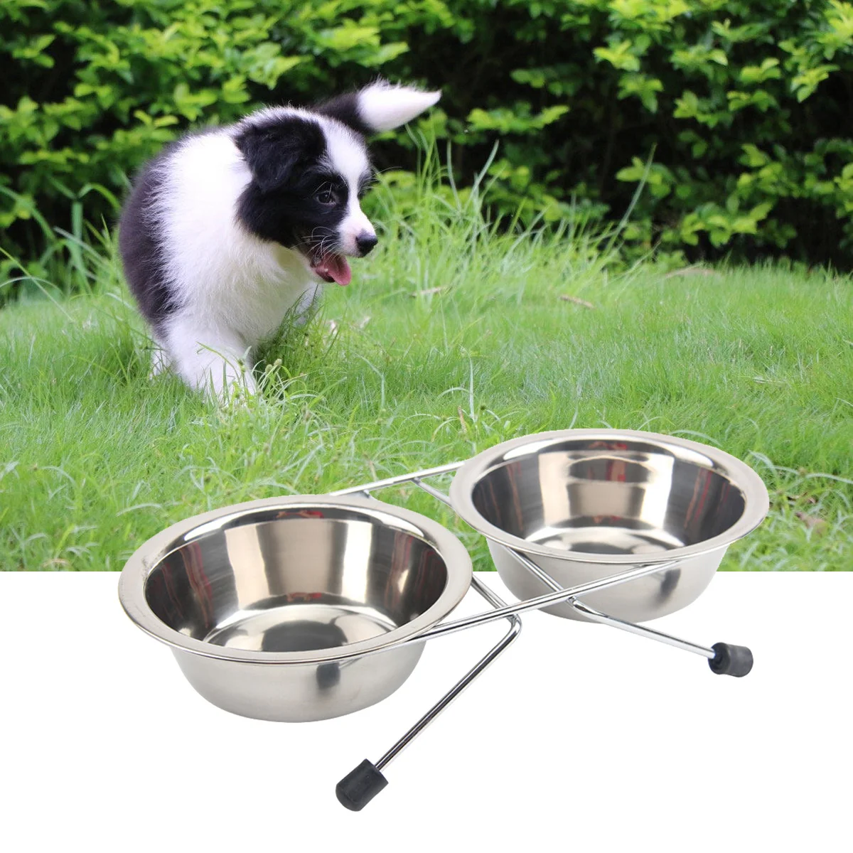 

Anti-Slip Dog Bowl Stainless Steel Pet Feeder For Food Water Durable Non-Slip Rubber Feet Removable Bowls Pet Supplies Dog