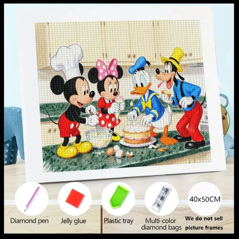 

1 шт. Disney Микки Минни Дональд Гуфи друзья выпечка забавная кухонная сцена 5D полная дрель большой драгоценный камень набор для алмазной живописи, милая тележка своими руками