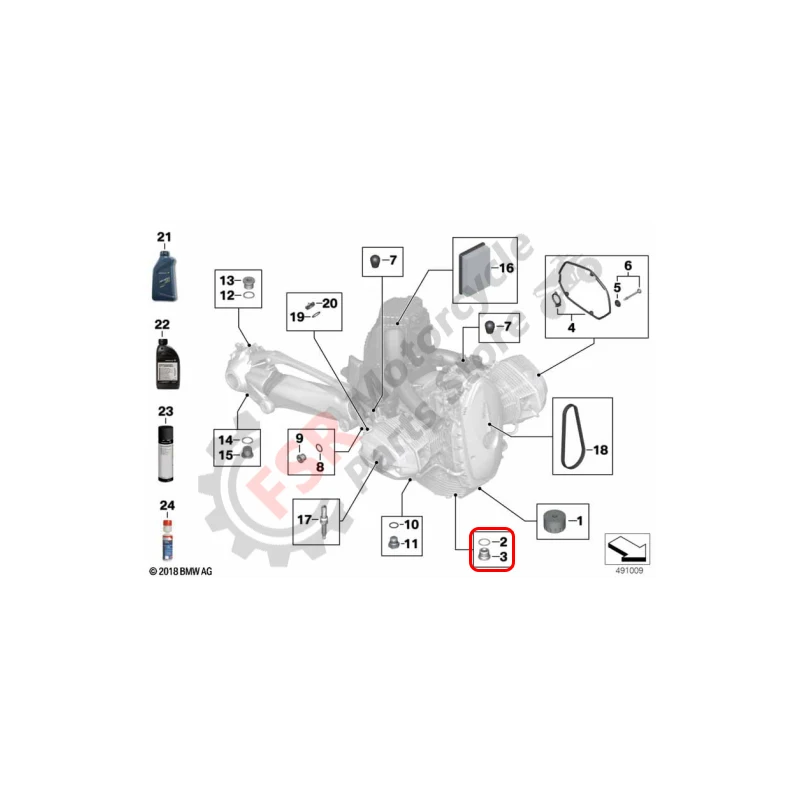 Olieschroef PLUG & PAKKING, past op BMW R 1100 1150 12 1200 1250 18 850 900 nineT GS GT RS K 1300 HP2 Sport CE,P/N: 07 11 9 902 292
