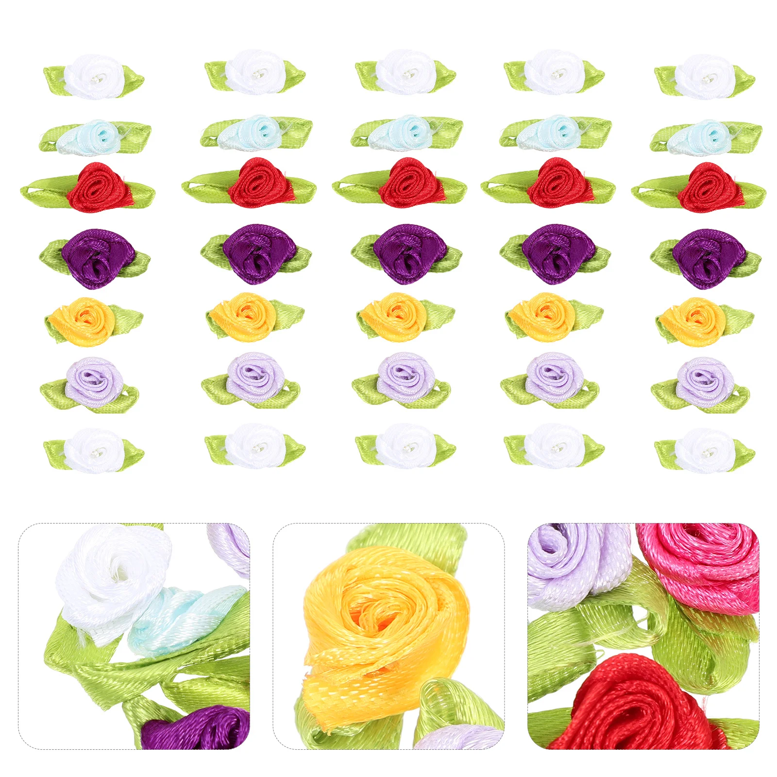 100 قطعة شريط الورد الصغير الزهور الملابس والاكسسوارات DIY بها بنفسك التطريز الديكورات الخياطة النسيج زهرة الملابس الزينة الحرفية #1