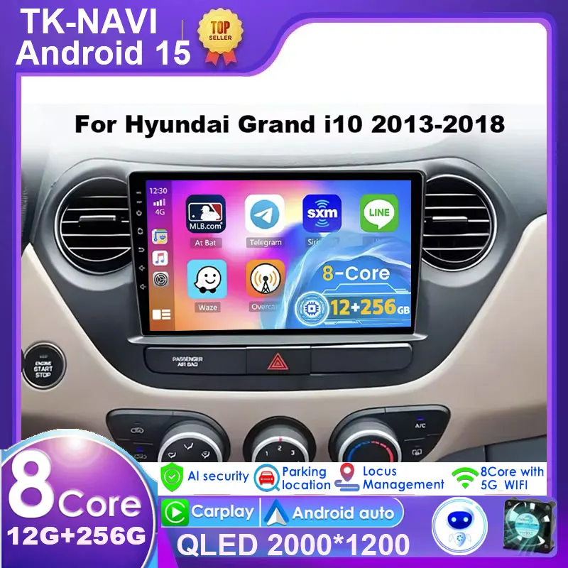 

Автомобильный мультимедийный плеер Android для Hyundai Grand i10 2013-2018, авторадио, GPS-навигация, 4G Carplay, QLED, сенсорный экран, без 2DIN DVD