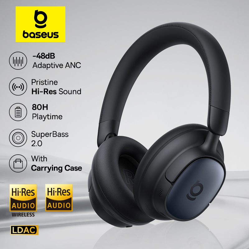  Baseus Bowie MH1 ANC Wireless Headphone 48dB Adaptive Hybrid Noise Cancelling Headsets 80H Playtime Hi-Res Audio LDAC Headphone 