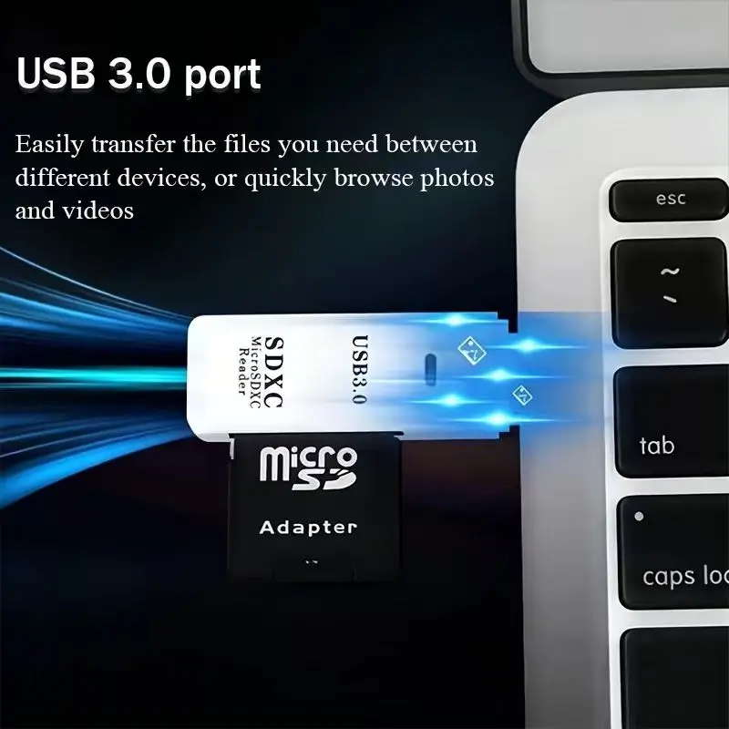 High Speed USB3.0 2-in-1 Card Reader, Micro SD TF Memory Card Reader Plug and Play Adapter for PC Laptops