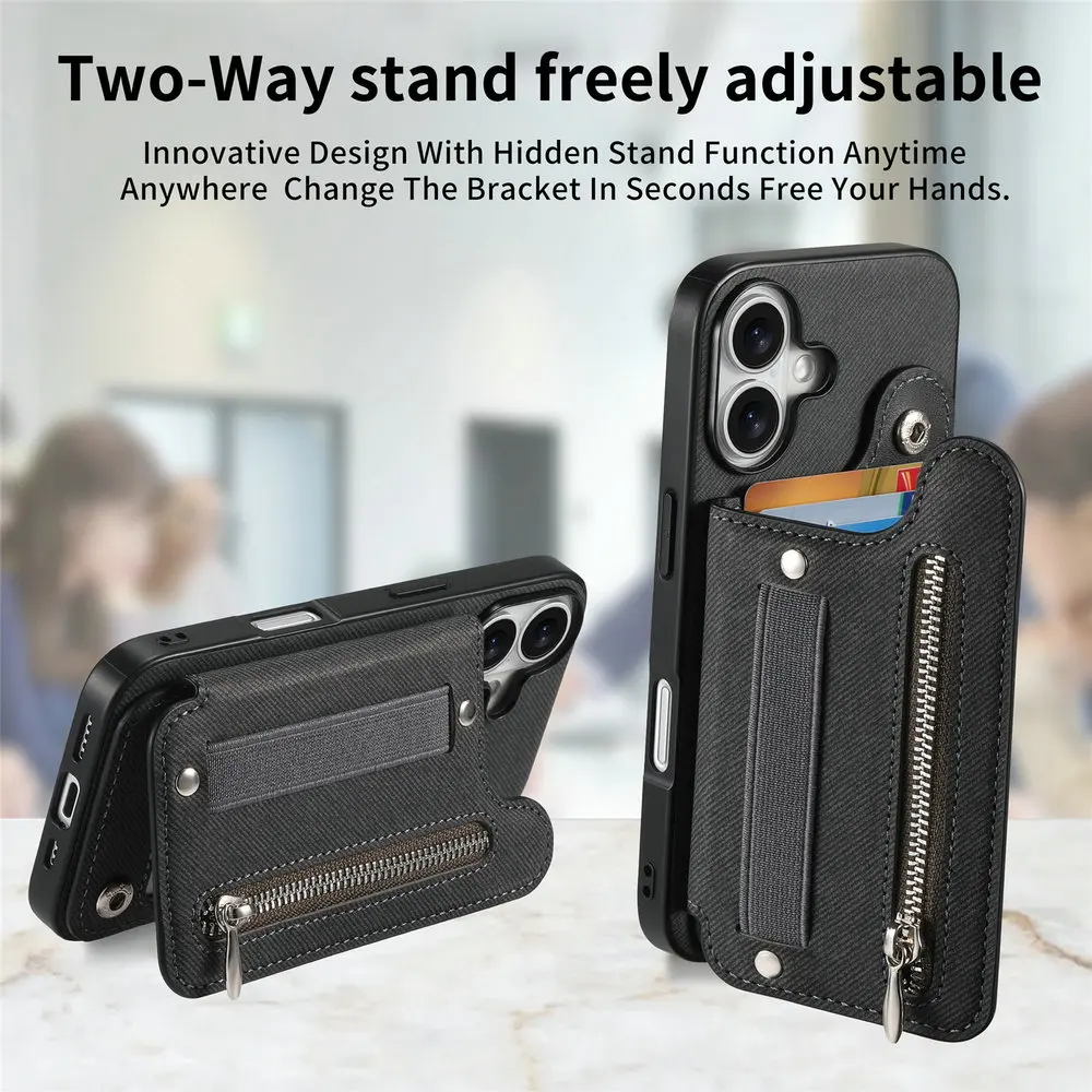 G57 G77 G17 G15 G54 G86 – luksusowe etui z funkcją RFID i skórzaną osłoną na karty, kompatybilne z modelami Motorola Moto G56, G66J, G67, G85, G05, G06, G37, G84, zamykane na zamek. — zdjęcie produktu 4
