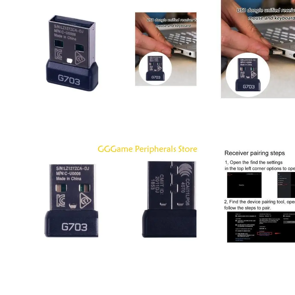 

U55B Ergonomic Wireless Adapter Instantly Installation Mouse Receiver For G703 Mouse