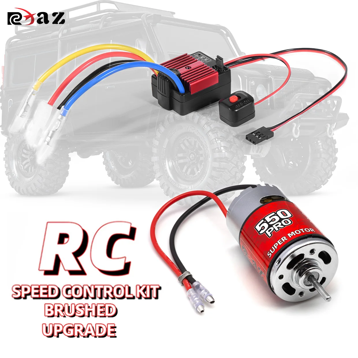 

RCXAZ 550 Por Матовый двигатель Водонепроницаемый 10T-65T 60A ESC Speed Combo для 1/10 RC Cars Axial SCX10 AXI03007 90046 Slash TRX4 TRX6