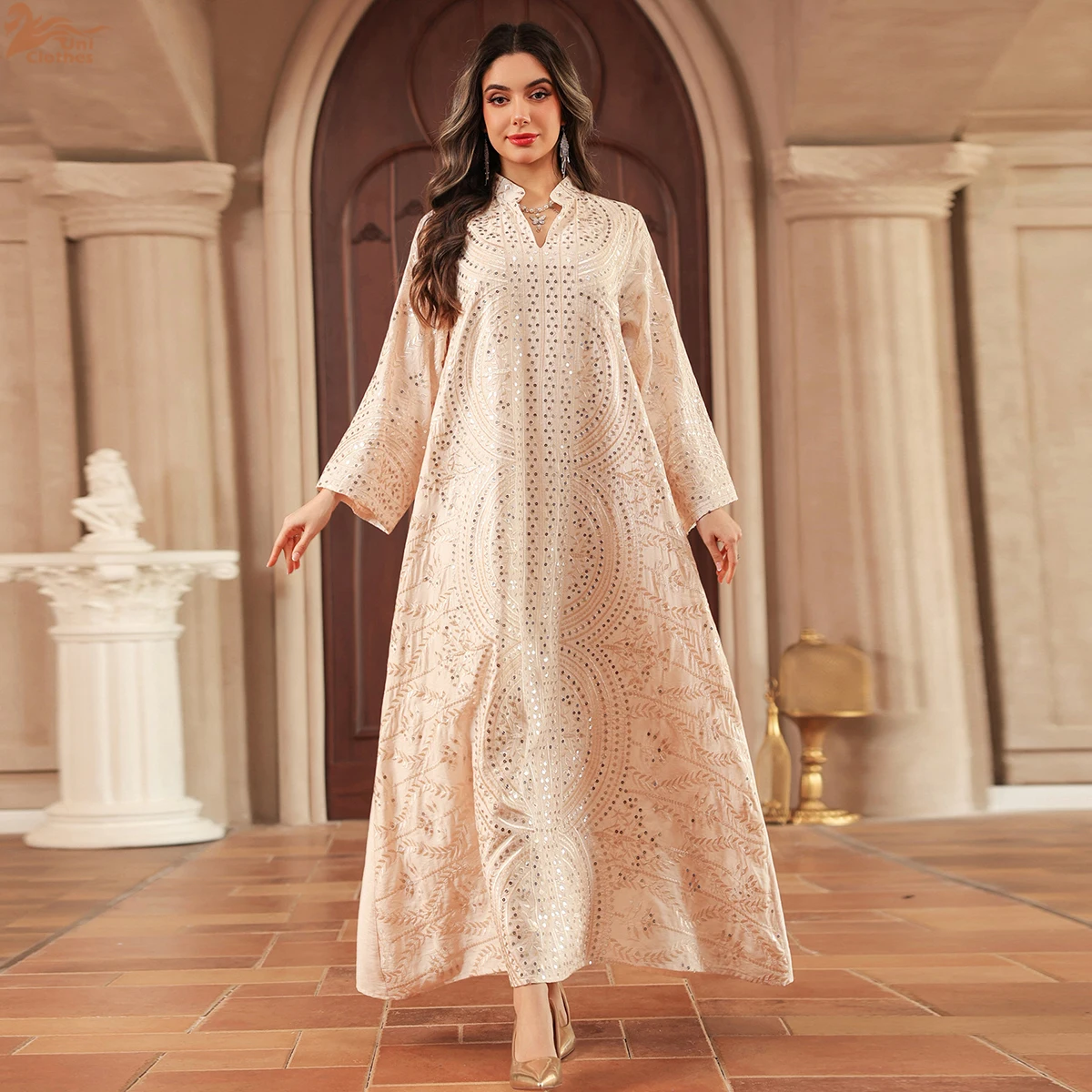 

Элегантное мусульманское вечернее платье с пайетками для женщин, модный дубайский вышитый кафтан