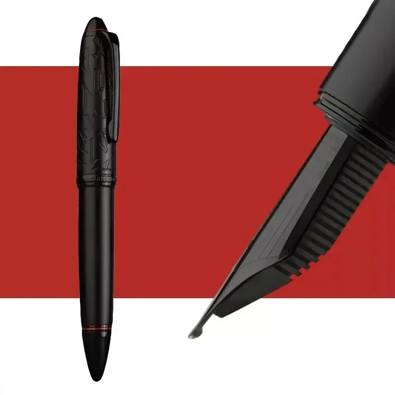 

Hongdian N6 Metal Piston Fountain Pen Gold/Silver Black Blade EF/F Nib Ink Pen Luxury Office Practice Writing Students Gift