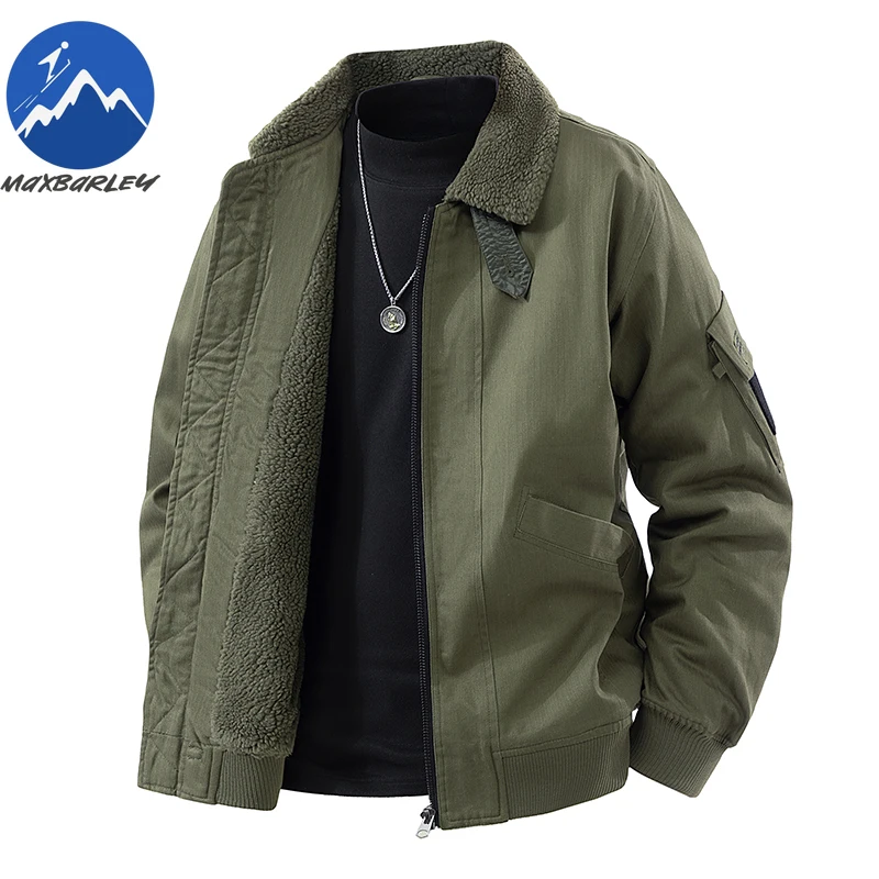 Luxury Winter Jacket Fleece Lined Outdoor Work Windproof Warm Padded Jacket Fur Collar Lapel Comfort Cold Resistant Tooling Coat