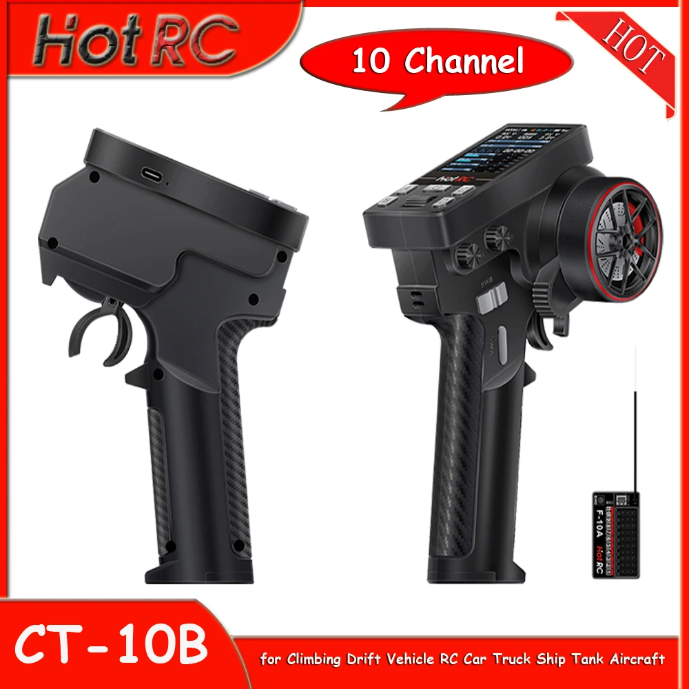 

HOTRC CT-10B 10Ch 2.4Ghz Transmitter Remote Controller CT10B For Climbing Drift Vehicle RC Car Truck Ship Tank Aircraft Model