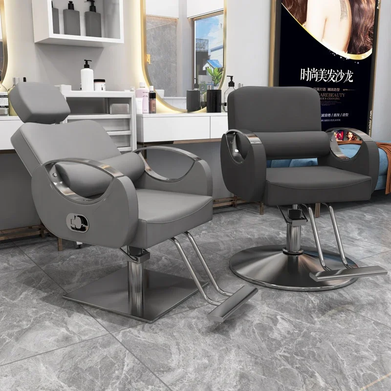 Cómoda Silla de Metal para maquillaje, taburete reclinable, Silla profesional para barbería y salón de belleza