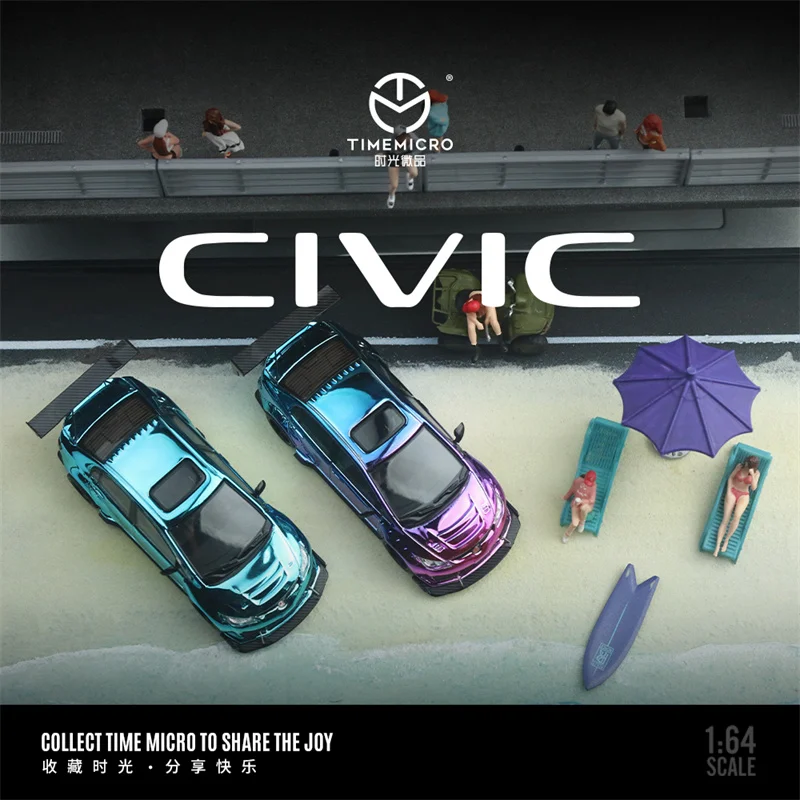 

**Pre-Order** Time Micro 1:64 Civic Electroplated blue / purple blue - ordinary Limited999 Diecast Model Car