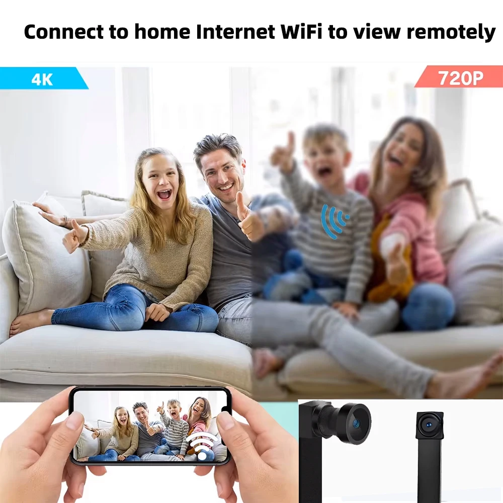 Supports HD 4K WiFi Mini Camera, Remote Viewing, Motion Detection, Loop Storage, DIY Wireless Home Nanny Style Mini Camera view 2