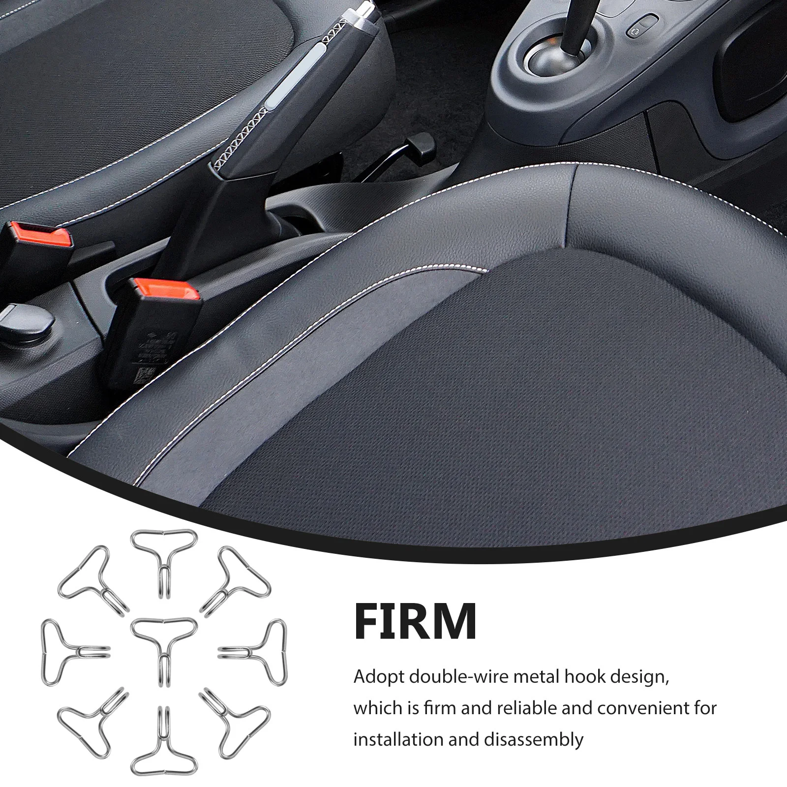 

50Pcs Car Seat Cover Hook Clips Stainless Steel Secure Fixing Hooks Headrest Cover Installation Hooks Automotive Seat Cushion