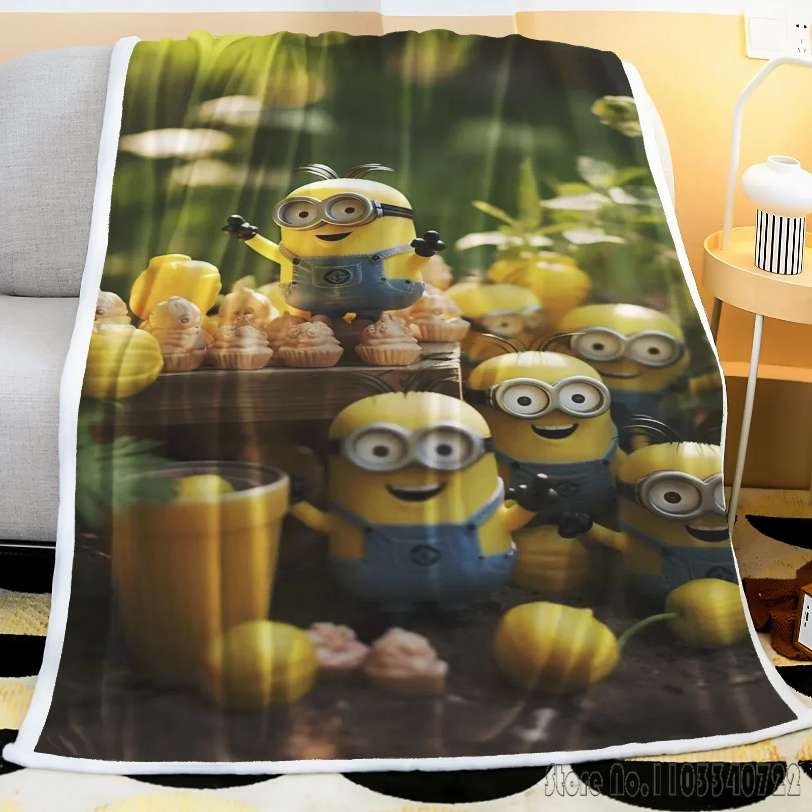 

Anime M-Minions 3D Printed Home Cute Kids Blanket Throw for Bed Sofa Decor Fleece Nap Blankets Boys Girls Children Gift