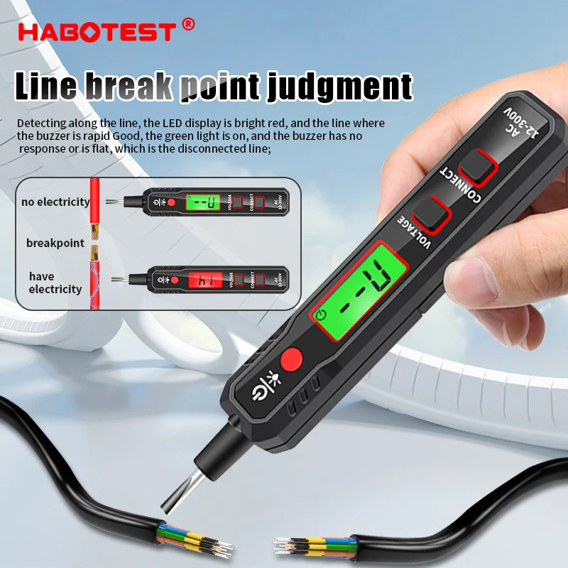HT89 12V-300V Multitester Non-contact Voltage Detector Tester Pen Meter Pencil Indicator Electrician Tools Screen Display