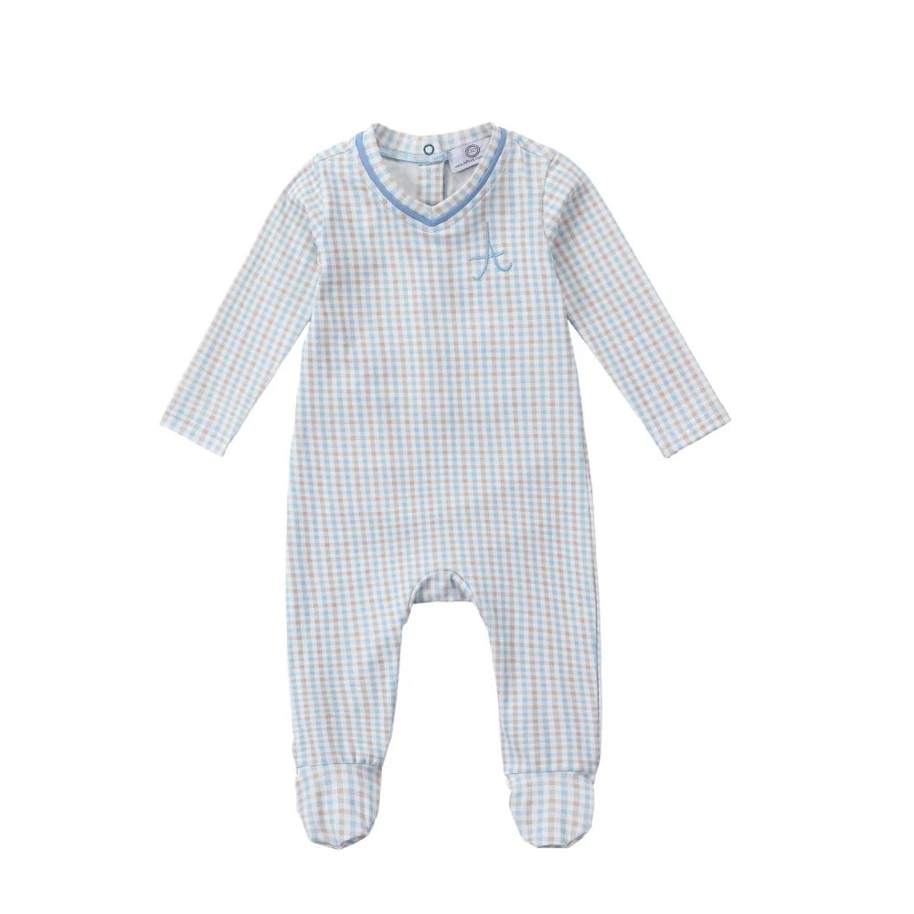 AP gingham plaid pj's – Blue Footie