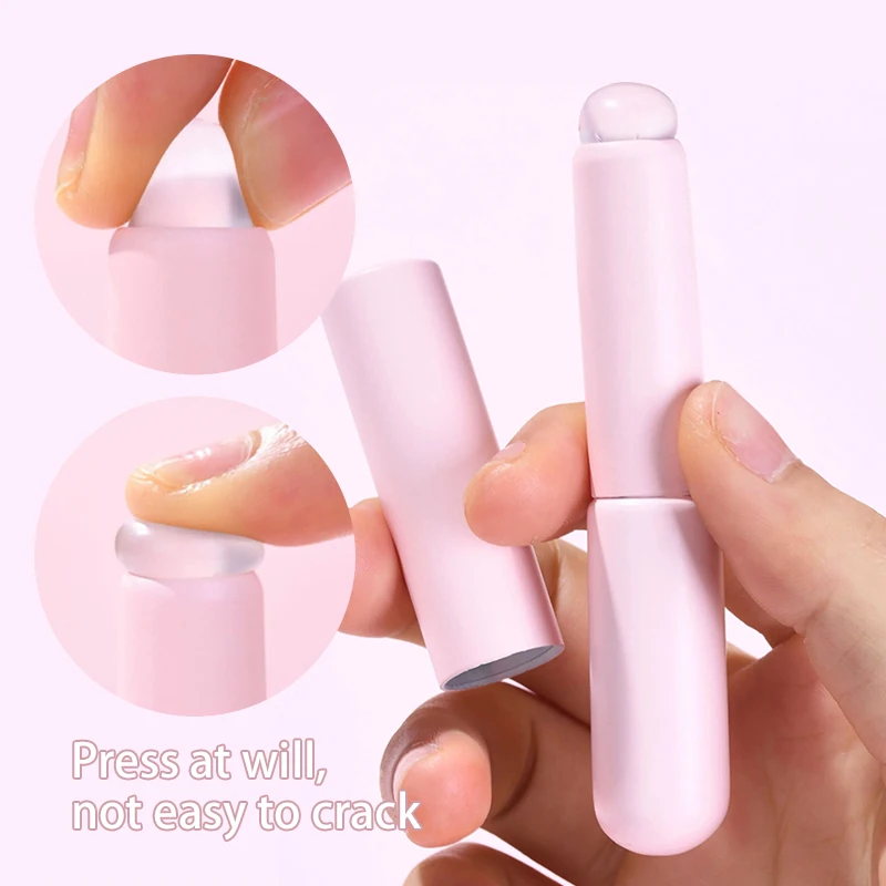 1Pcs Pink Nail Art Silicone Brush Reusable Universal Gradient Powder Pigment Manicure Tool Easy To Use Silicone Nail Brush Tool