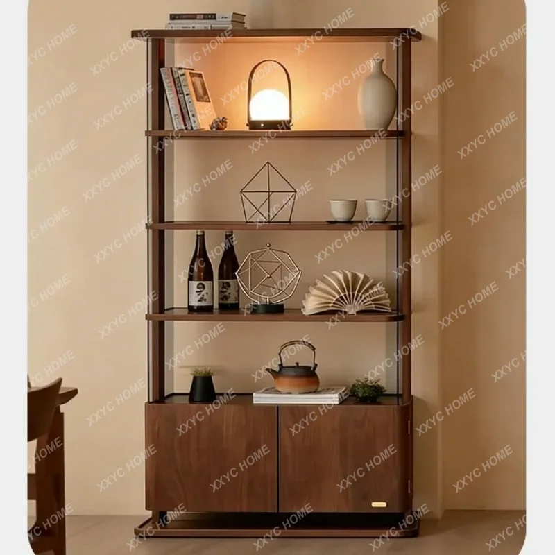XXVintage-style solid wood antique rack, modern minimalist home living room, new Chinese style tea room bookshelf storage rack