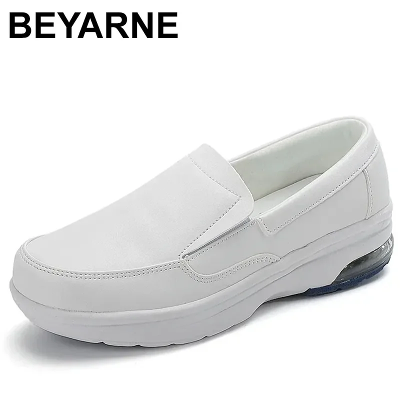 Women Walking Shoes Sneakers Comfortable Breathable Nurse White Slip-On Shoes Lightweight Female Platform Flats Footwear Casual