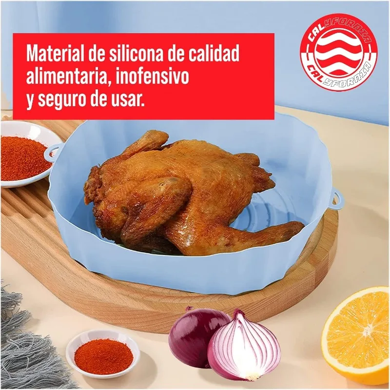 Reusable Air Fryer Silicone Pot Oven Baking Tray Airfryer Silicone Basket Pizza Fried Chicken Grill Pan Mat for Kitchen Tool