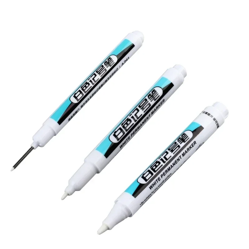 3Pcs 0.7+1+2.5mm Permanent White Marker Multi-functional Waterproof Non-fading  Mark Pen for Industrial Tire Metal Glass Plastic