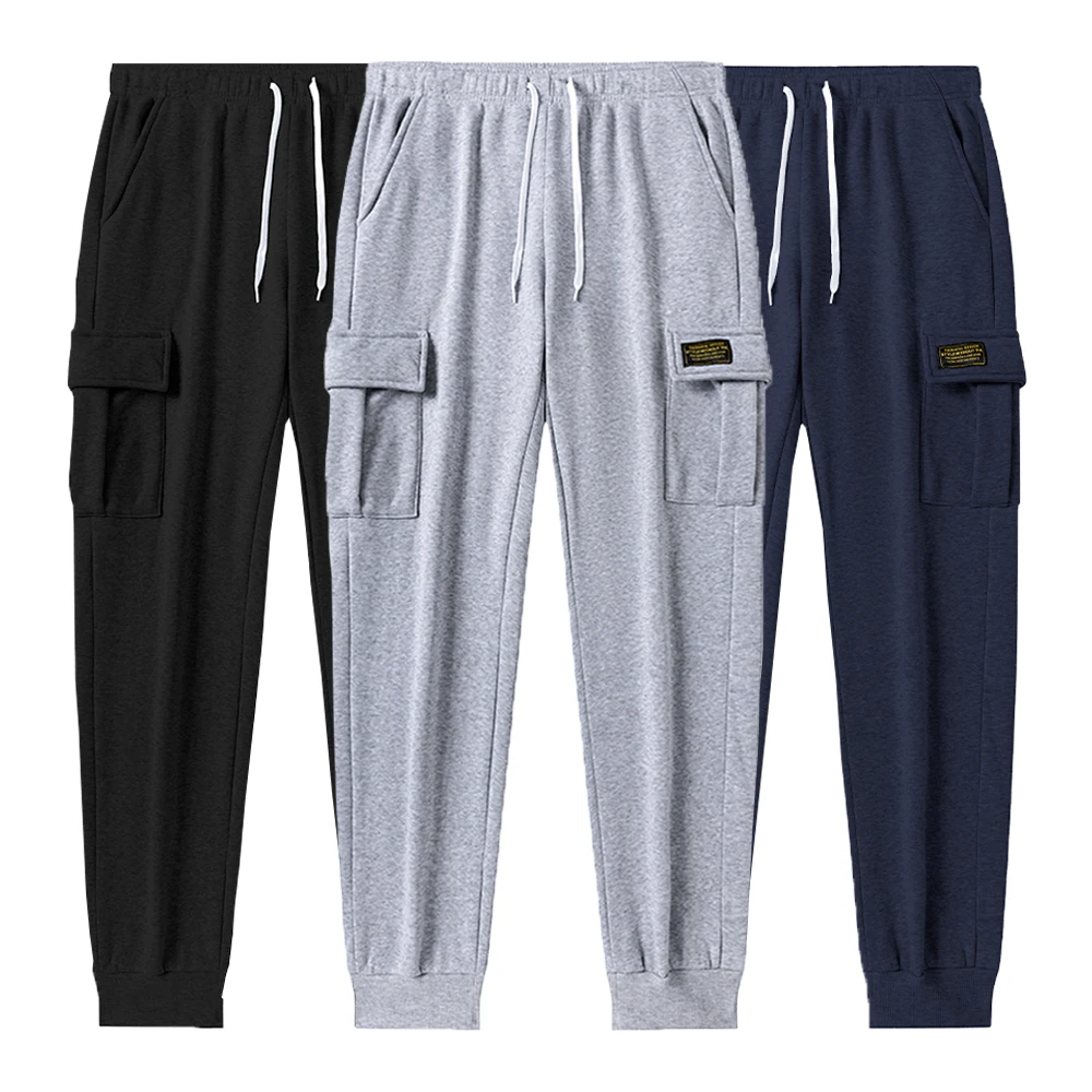 

Трансграничные весенне-осенние популярные новые мужские спортивные повседневные брюки плюс свободные брюки-карго с флисовой стопой и множеством карманов на веревке