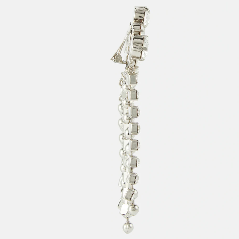 Stonefans Elegant Crystal Tassel Clip Earrings No Piercing for Women 2023 Wedding Jewelry Geometry Ear Clip Earrings Party Gift