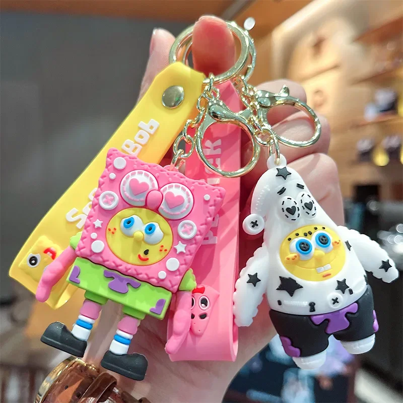 Cute Personality SpongeBob Patrick Cross Dressing Hanging Car Bag Keychain Gift Originality Pink and White Fashion New