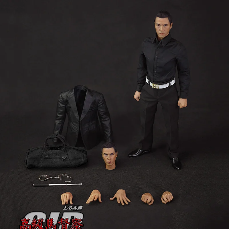 In Stock HYTOYS 1/6 Scale Collectible HK CID Senior Inspector Male Action Figure with Double Head Model for Fans Gifts