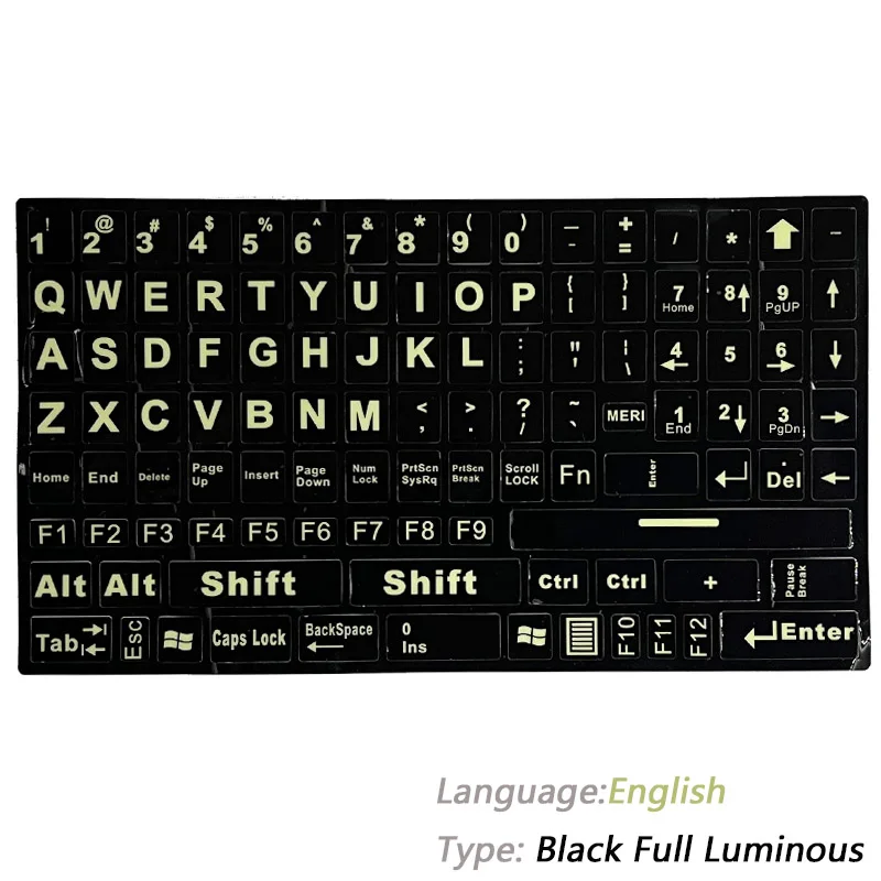 SR ENGLISH 2 Language Full Keyboard Smooth Black Background Standard Keyboard Sticker Letter Film for PC Laptop Accessories
