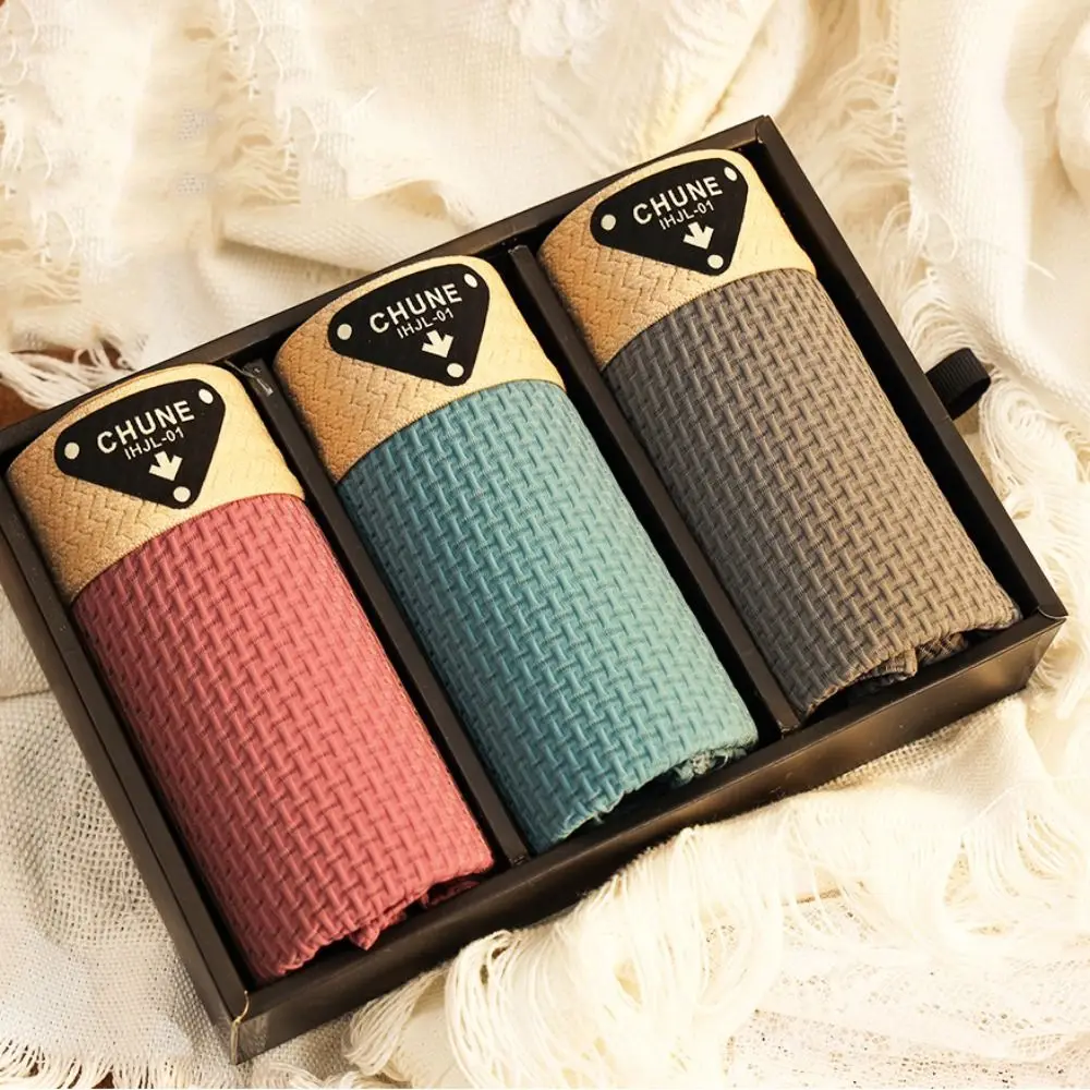 3Pcs Fashion Traceless Men's Ice Slik Panties Mid Waist Underpants Shorts Boxers Simple Lingerie Underwears for Man Man