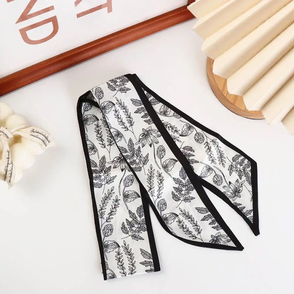 Hairbands Headscarf 한국 스타일 스카프 달콤한 목 스카프 새틴 실크 스카프 헤어 밴드 여성 헤어 리본 꽃 프린트 스카프