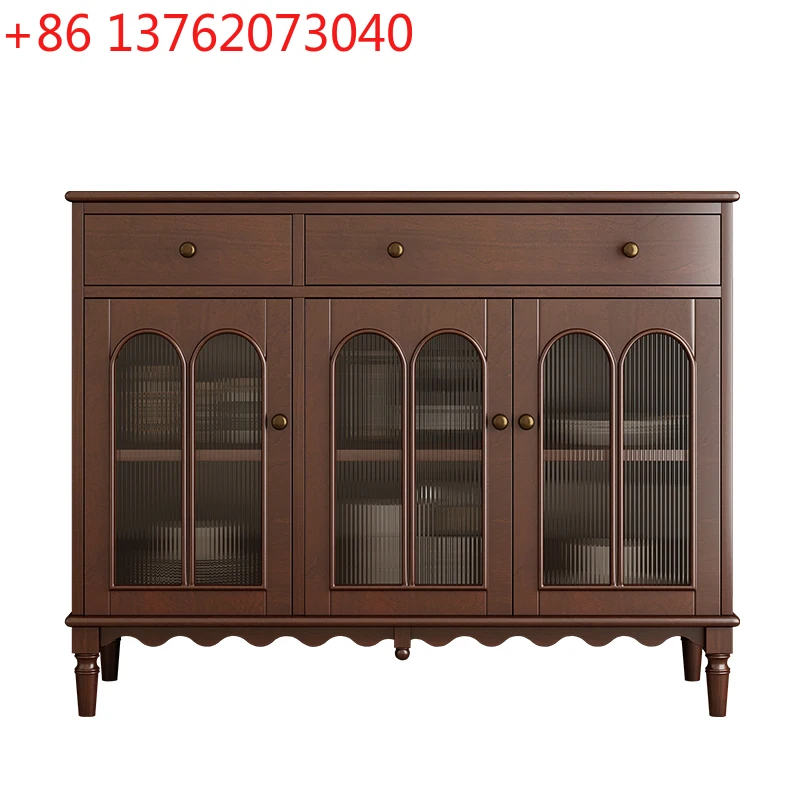 

Американский французский ретро боковой шкаф из цельного дерева, современный простой шкаф для гостевого ресторана, большой шкаф для хранения