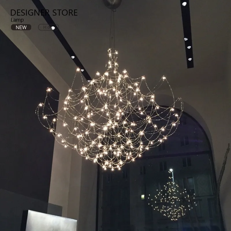

Light Cube Crystal Chandelier Post-Modern Duplex Building Bedroom Dining Room Gypsy Star Firefly Light Luxury