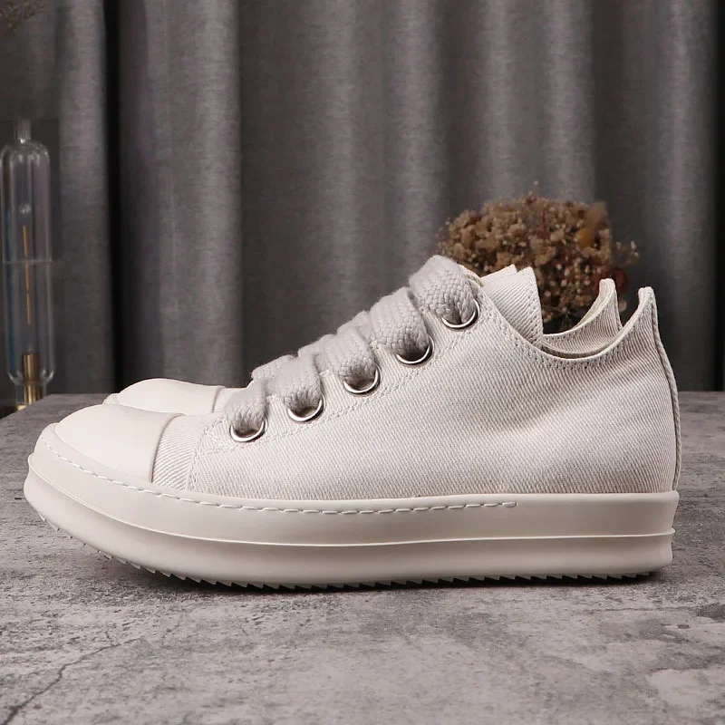 

Owen Seak Women Shoes Casual Canvas Men Jumbo Thick Lace Up High Street Luxury Vintage Trendy Designer Flats Black Pink Sneakers