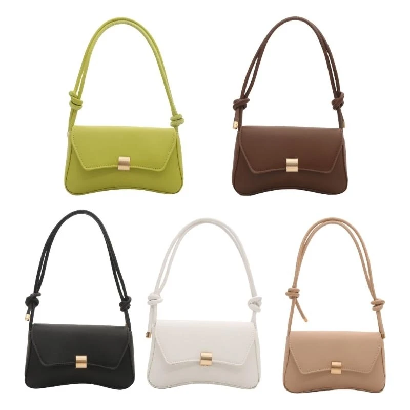 

E8FB Stylish Crossbody Bag Fashionable Candy Colors Armpit Purse PU Leather Shoulder Bags for Commuting and Social Event