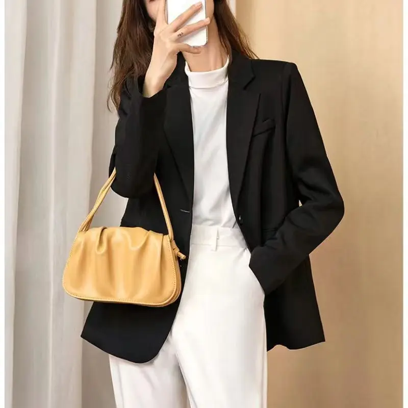 2023 Woman Blazer Spring Lavender Jacket Straight Loose Office Lady Suit Casual Single Breasted Outwear P-2303