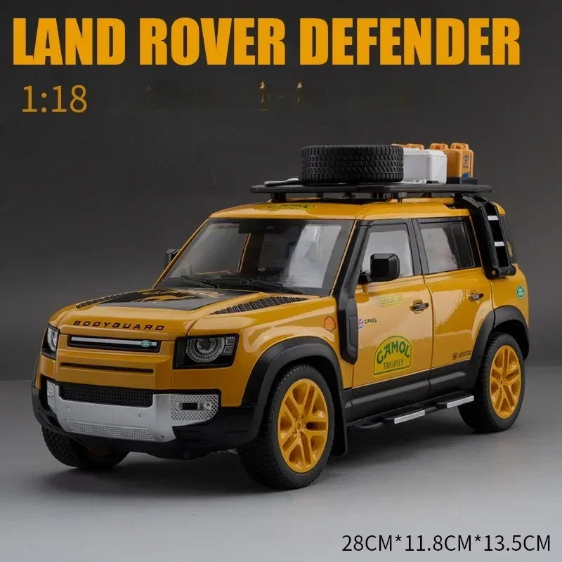 Collective Diecast 1/18 Scale Alloy Land Rover Defender Off Road Car Model Sound and Light Children Boys Gift Toys for Aldult