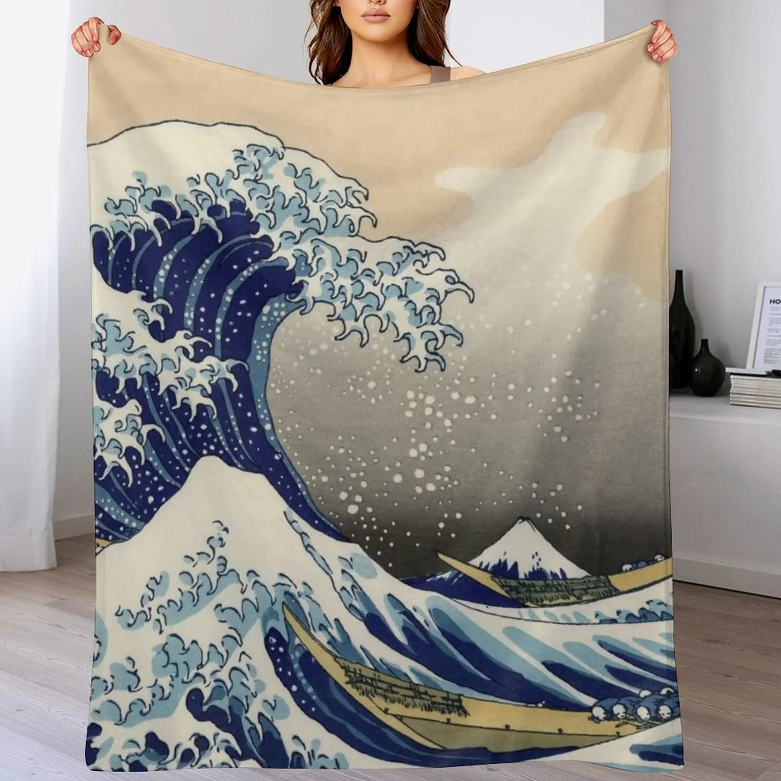 Hokusai (1760-1849) The Great Wave off Kanagawa Throw Blanket blankets ands Bed Cute Plaid Blankets