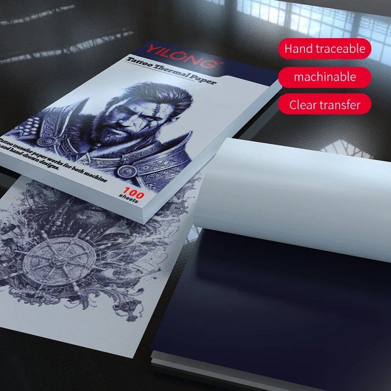 

100/50/10Pcs YILONG Tattoo Transfer Paper A4 Size Tattoo Stencil Paper Carbon Thermal Copy Paper for Transfer Machine