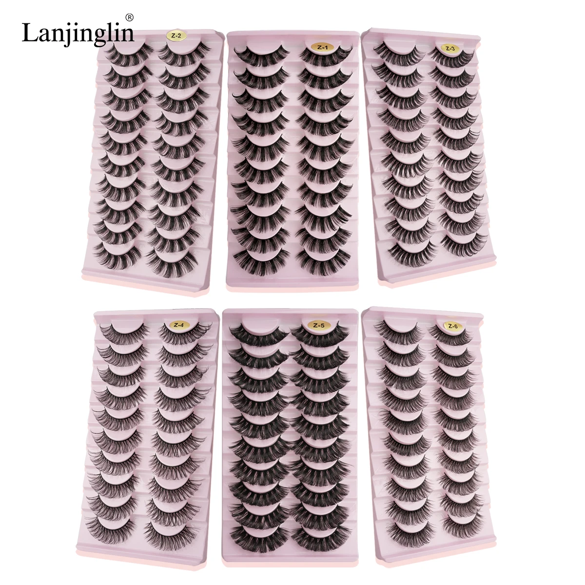 Lanjinglin 3/10 Paar falsche Wimpern, handgefertigt, flauschige Wimpern, natürliches Nude-Make-up, Simulation Kreuz, unordentliches Auge, 3D-lockige Wimpern