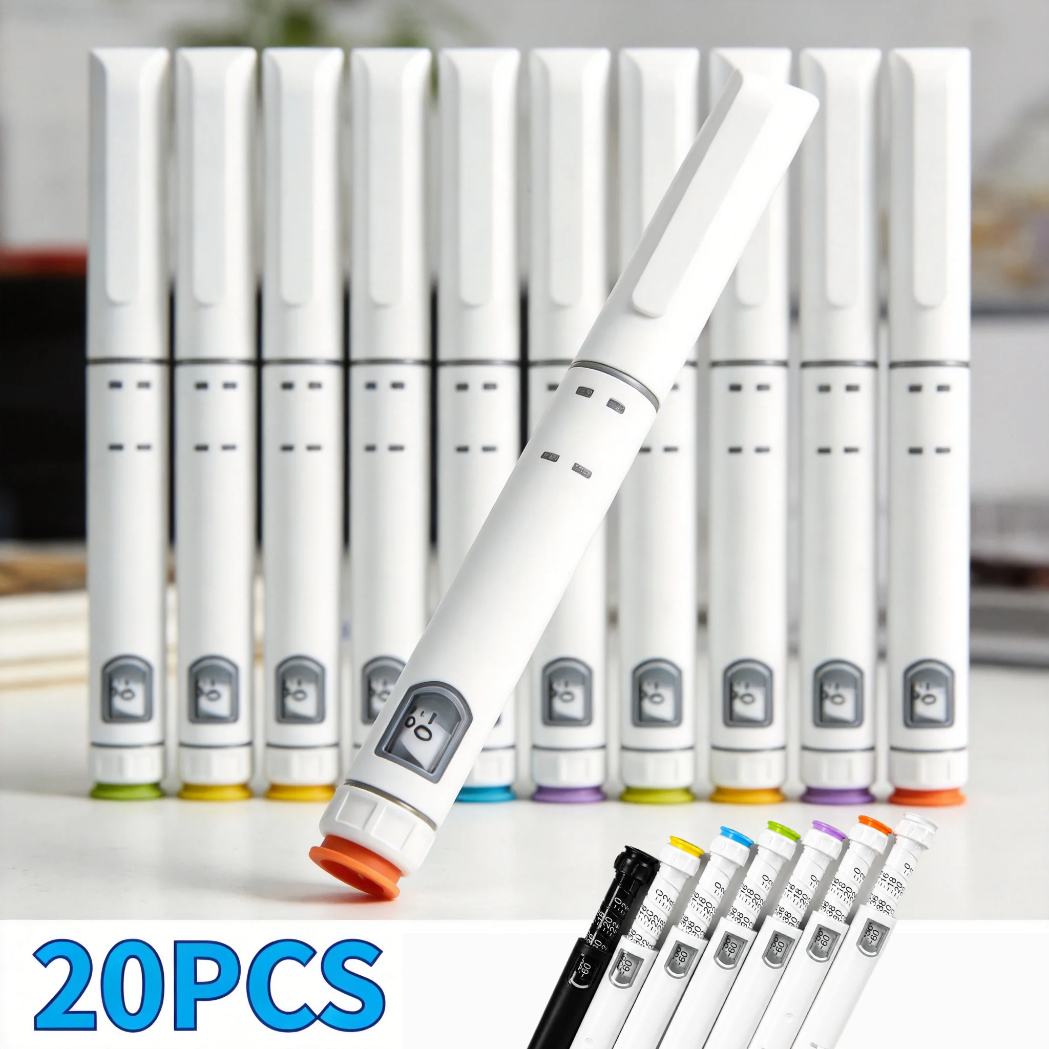 20PCS Disposable Injection Pen Portable Insulin Pen Colorful Peptide Pen Self-Injector Pen 3ml 60IU Home Cartridge Insulin Pen