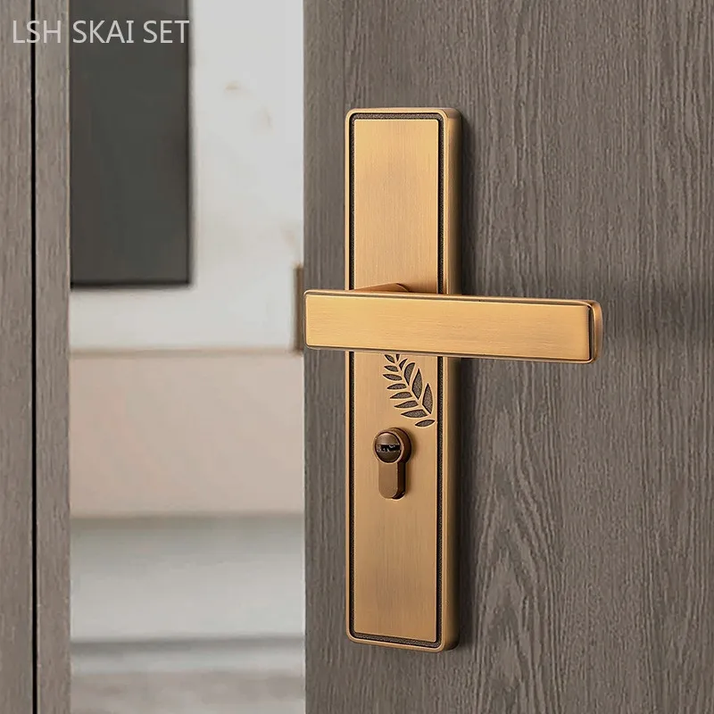 

Высококачественный дверной замок из цинкового сплава для спальни, китайский двухсторонний замок с ручкой, домашний бесшумный защитный дверной замок, домашнее оборудование