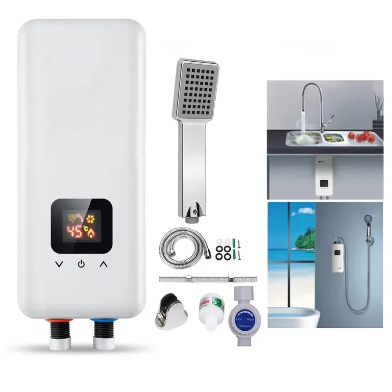For Instant Unlimited Volume Electric Tankless Water Heater with Plastic Housing App-Controlled for Bathroom Hotel & Outdoor