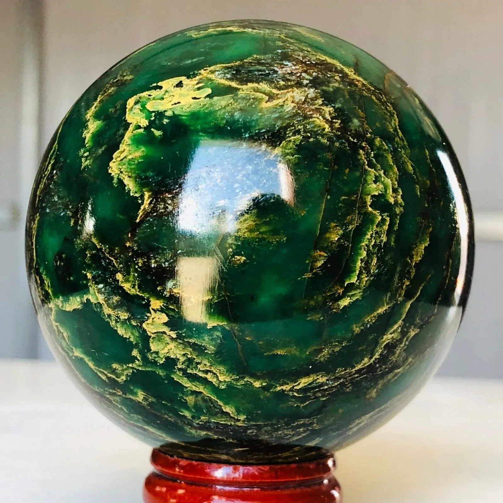 Large Natural Tumbled Emerald Quartz Crystals Sphere Healing Gemstone Ball